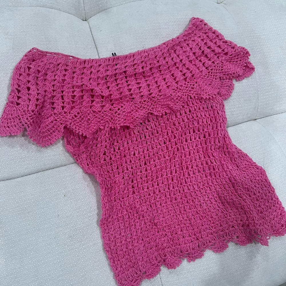 Pink Off-Shoulder Knit Sweater